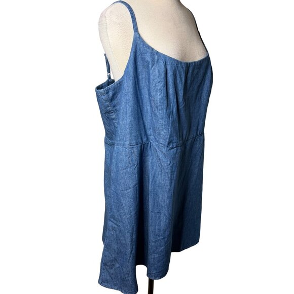 NWT Old Navy 3X Sleeveless Denim Mini Dress Blue Cotton Pockets Adj Straps - Picture 7 of 16